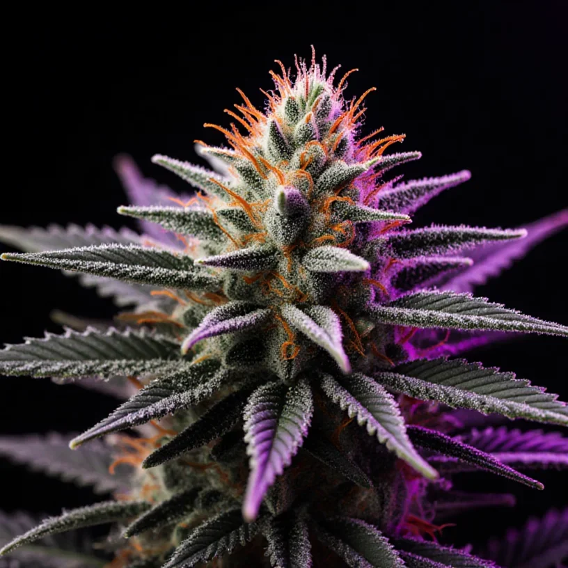 Cannabis plant with dense buds in late flowering stage