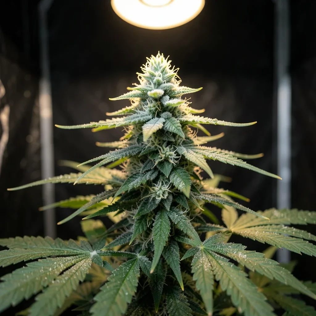 Cannabis plant in mid-flower showing the bud development phase that decides most of how long to grow cannabis end to end