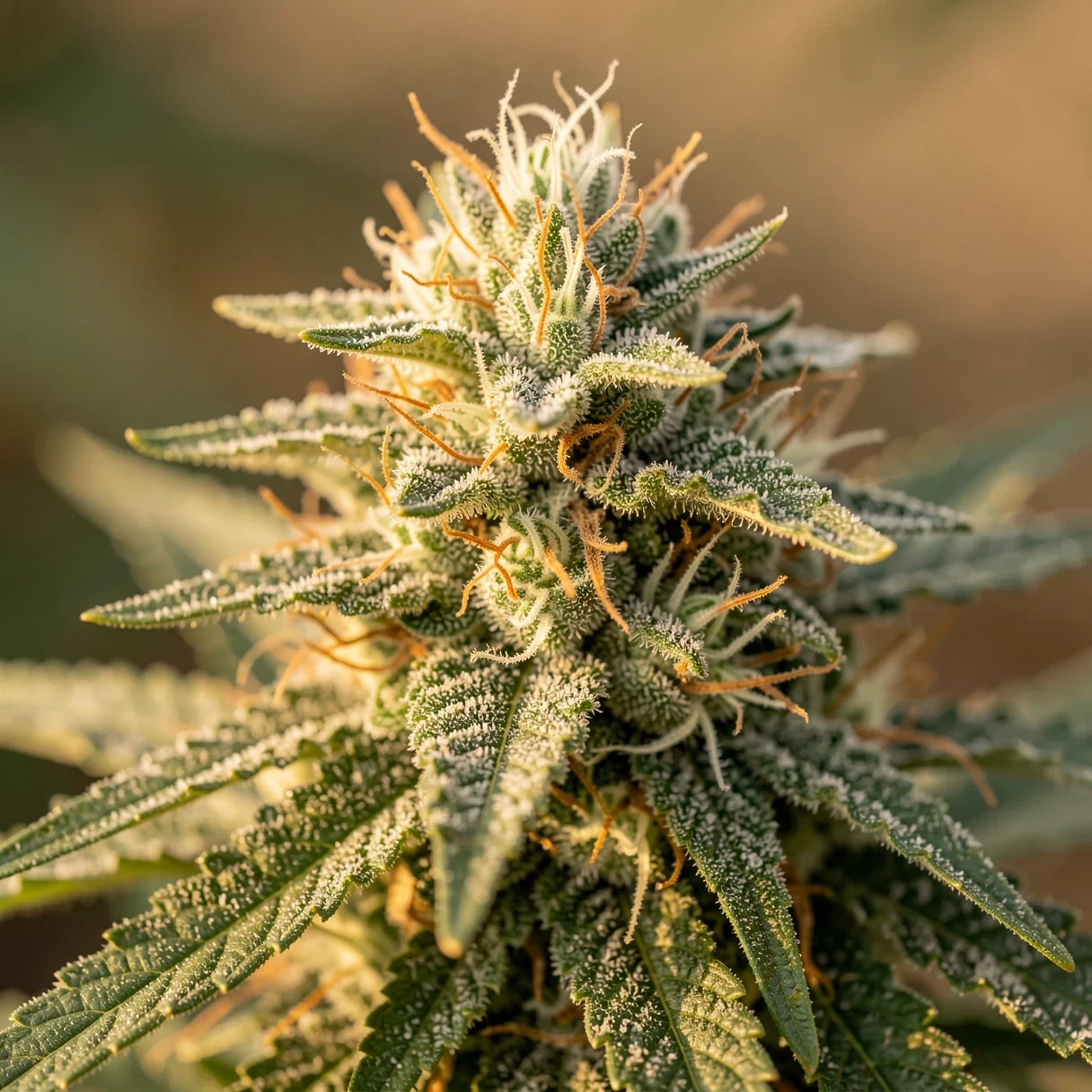 Dense trichome-covered cannabis buds grown under proper cannabis light intensity